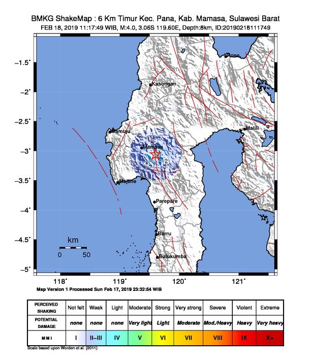 Gempa Tektonik M 4.0 Guncang Mamasa Getarannya Terasa Hingga Ke Tana Toraja
