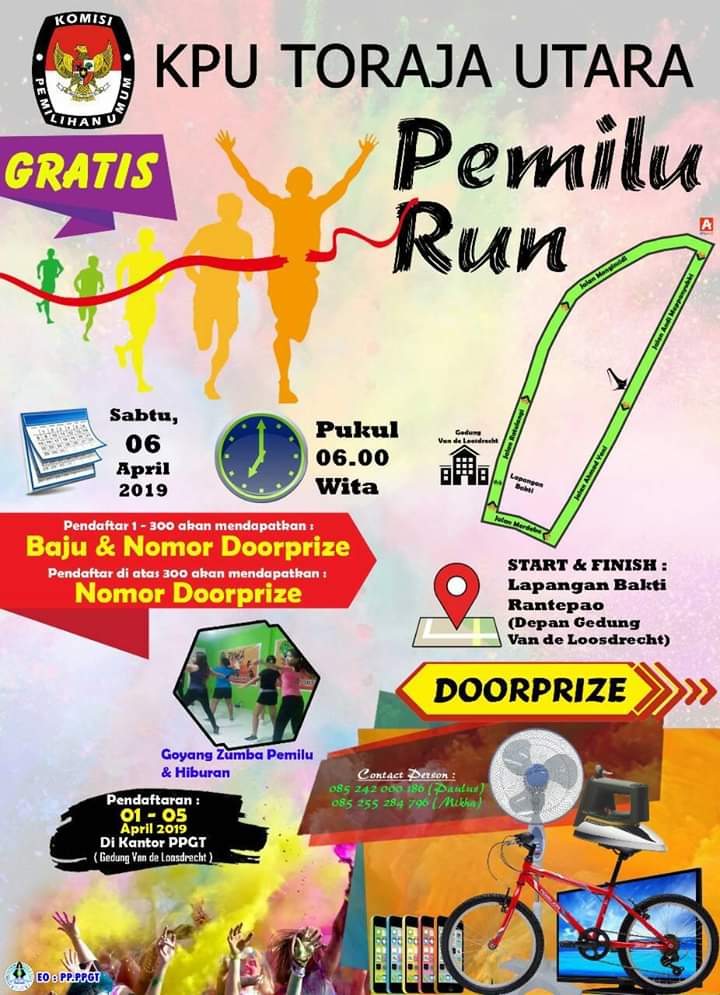 Gaet Pemilih Milenial, KPU Toraja Utara Gelar Pemilu Run
