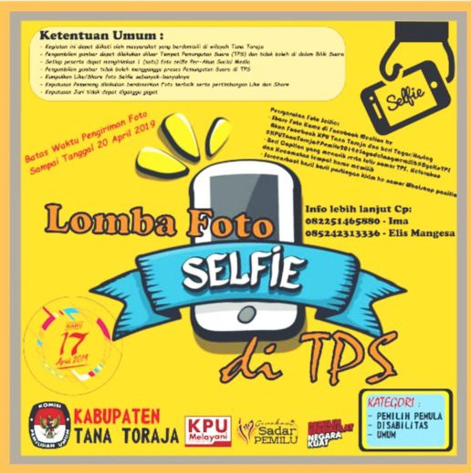 Ayo.. Ikutan Lomba Selfie di TPS, KPU Tana Toraja Siapkan Total Hadiah 12 Juta Rupiah
