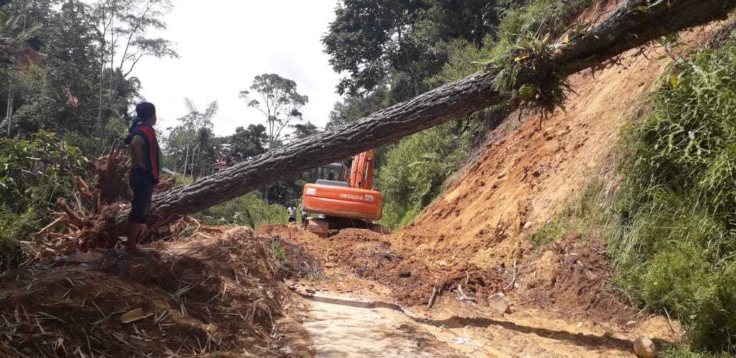 Setelah Dua Minggu Lamanya Terisolir Akibat Longsor, Caleg Terpilih PKPI Turunkan Alat Berat