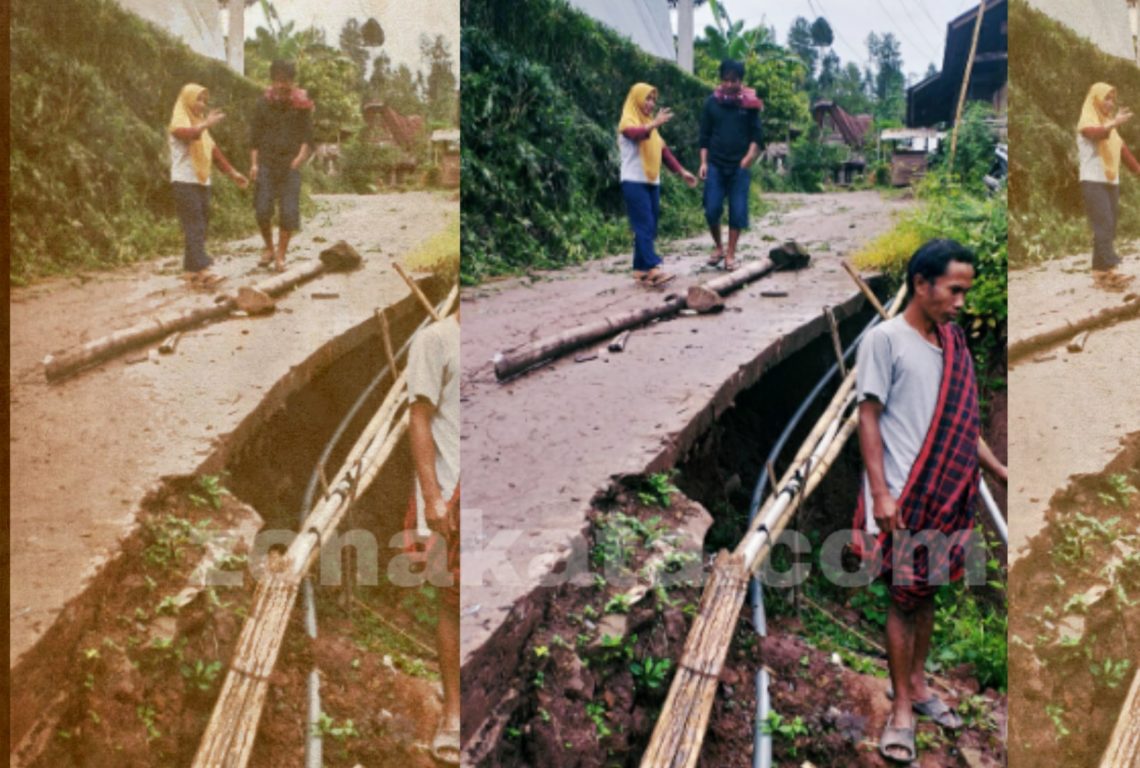 Tak Kunjung Diperbaiki, Diaspora Sang Bokinan-Pitung Penanian Galang Dana Untuk Perbaiki Jalan Longsor