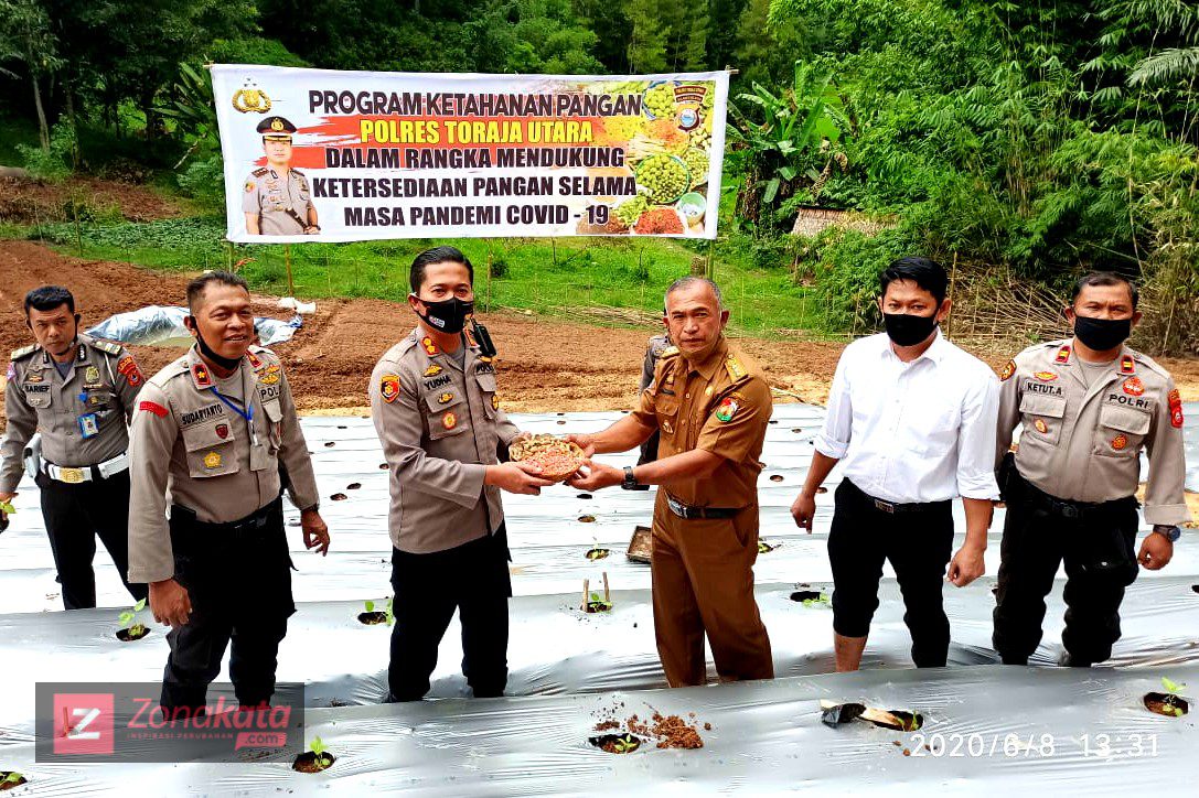 Ditengah Pandemi Covid-19, Polres Toraja Utara Tanam 5000 Bibit Kacang Tanah dan Cabai