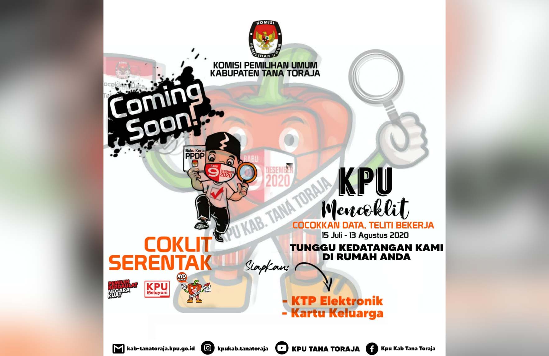 Siap-siap! 15 Juli KPU Tana Toraja Mulai Pencocokan Data Pemilih Pilkada 2020