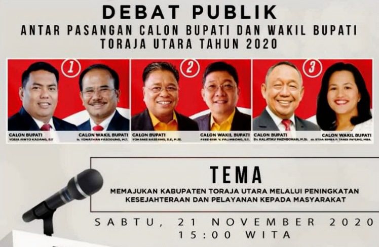 Debat Publik Pilkada Toraja Utara 2020 Bakal Disiarkan TV Nasional