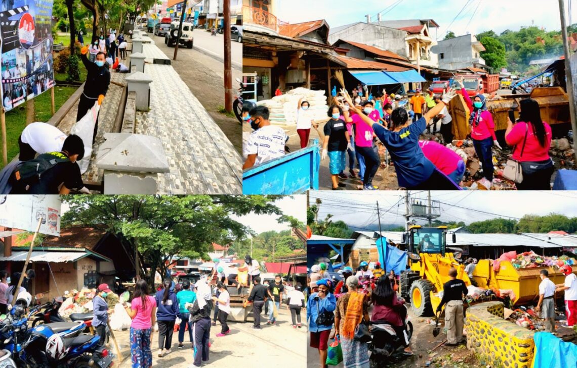 Tak Kunjung di Angkut, Baramuda TheZa dan Garda JRM Turun Bersihkan Sampah di Pasar Makale