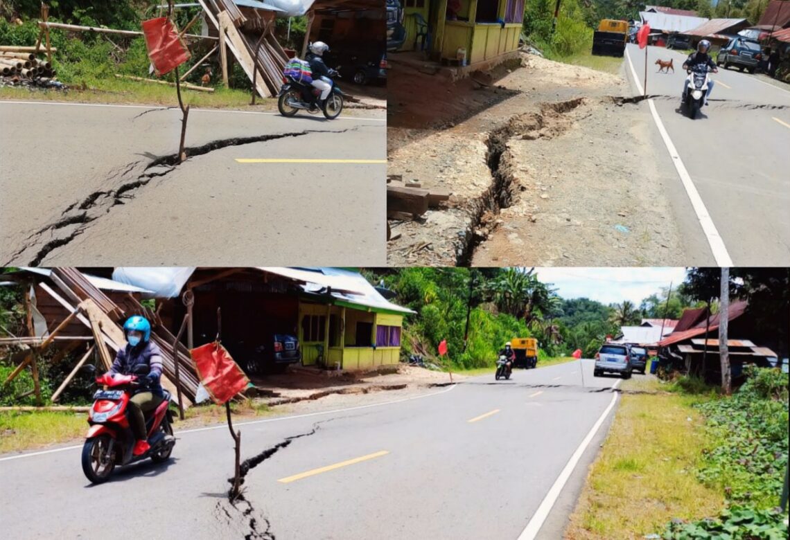 Jalan Poros Palopo Toraja Retak, Pengendara Diimbau Berhati Hati