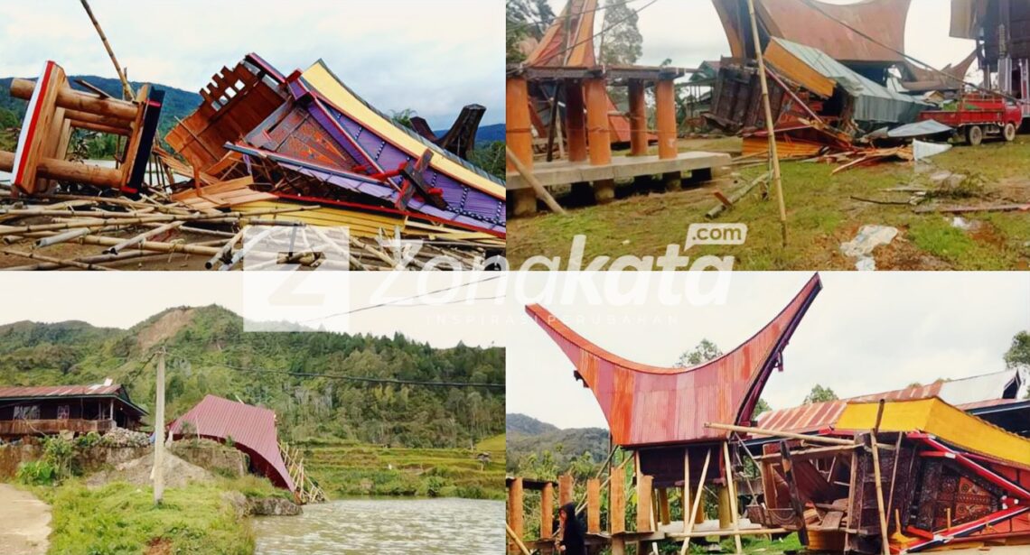 Angin Puting Beliung Porak Porandakan Sejumlah Lumbung dan Rumah Warga di Toraja Utara
