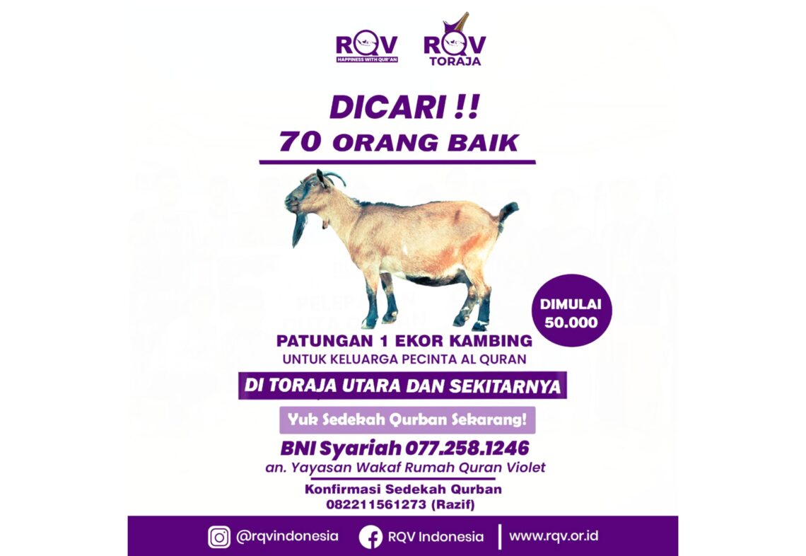 Jelang Idul Adha, Pengurus RQV Cabang Toraja Cari 70 Orang Baik Sedekah Qurban