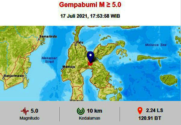 Gempa 5.0 SR Guncang Luwu Timur Dirasakan Warga Hingga di Toraja Utara