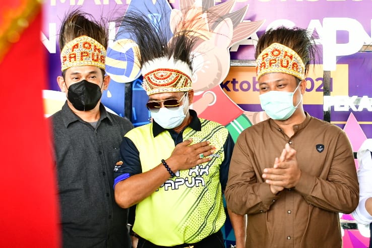 PON XX Papua, Yel-Yel Ewako dan Selamat Datang Sambut Plt Gubernur Sulsel