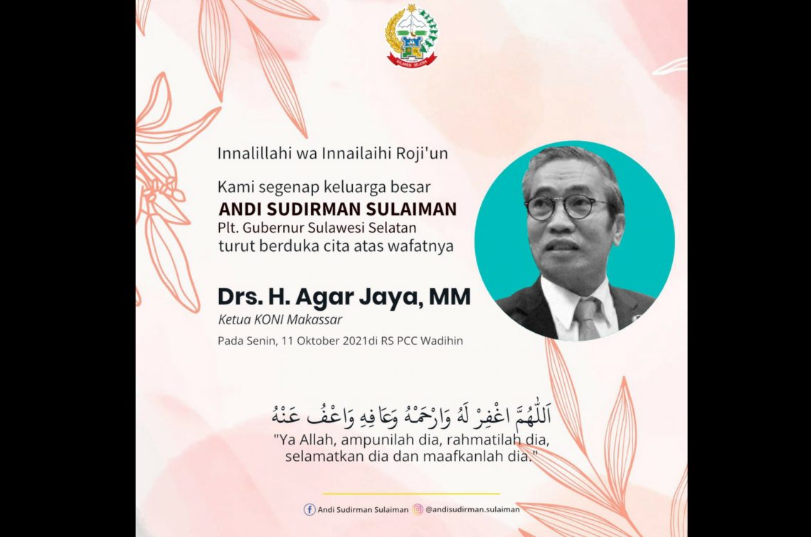 Ketua KONI Makassar Meninggal Dunia, Andi Sudirman Ucapkan Belasungkawa