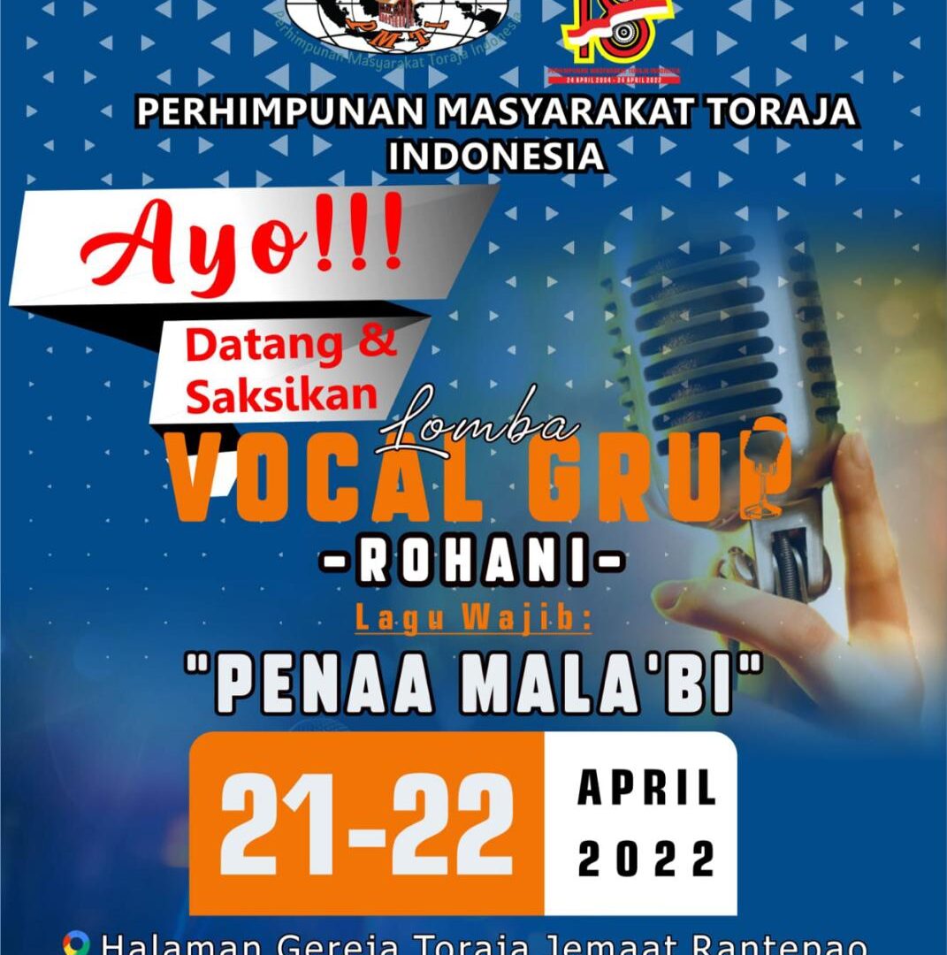 Peringati Paskah, 22 Peserta Akan Ramaikan Lomba Vocal Group Rohani Yang Digelar PMTI 2 Peringati Paskah, 22 Peserta Akan Ramaikan Lomba Vocal Group Rohani Yang Digelar PMTI