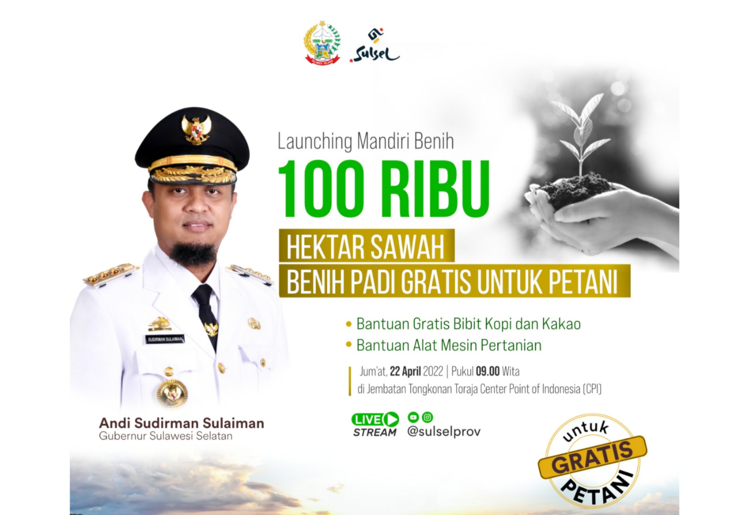 Mandiri Benih, Gubernur Akan Salurkan Benih Unggul Gratis untuk 100 Ribu hektar Sawah