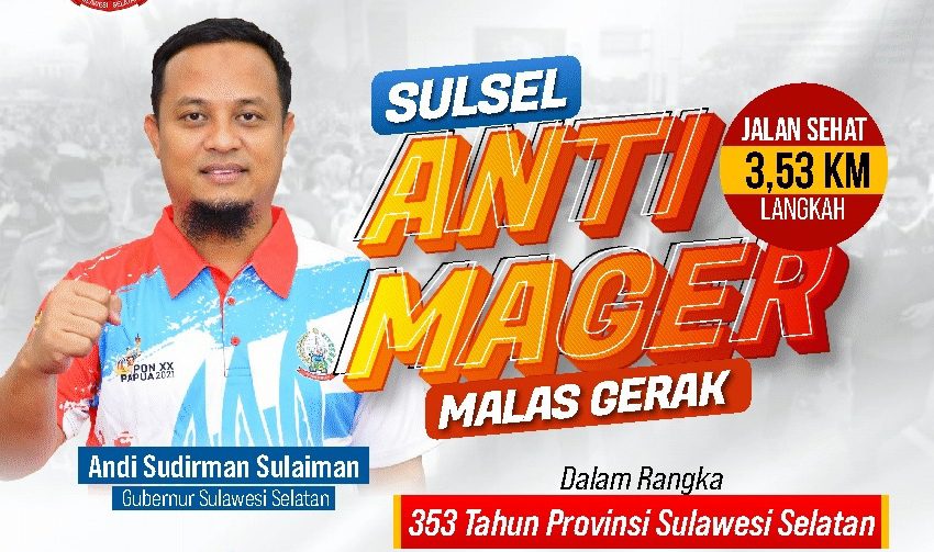 Gubernur Ajak Warga Ikut Gerakan ‘Sulsel Anti Mager’, Minggu 16 Oktober