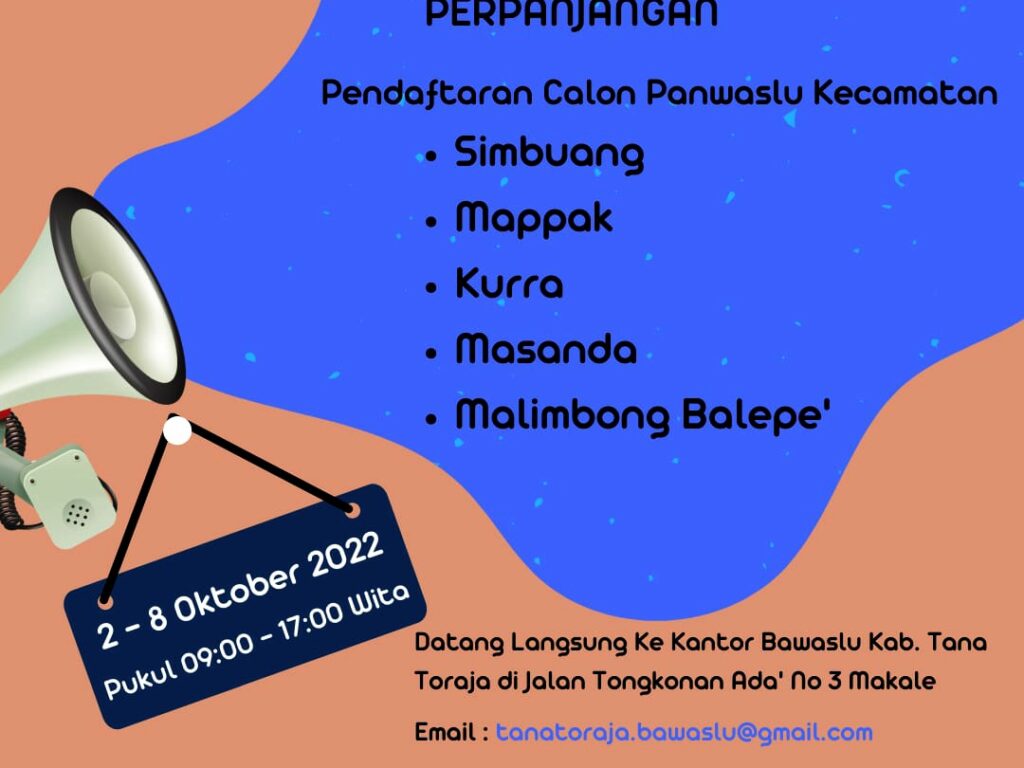 Keterwakilan Perempuan Tidak Terpenuhi, Bawaslu Tana Toraja Perpanjang Pendaftaran Panwascam