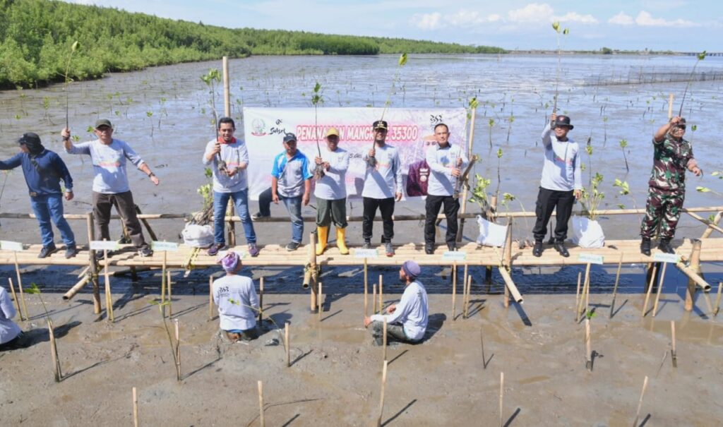 Gubernur Andi Sudirman Tanam 35.300 Batang Mangrove Bersama Pelajar dan Masyarakat