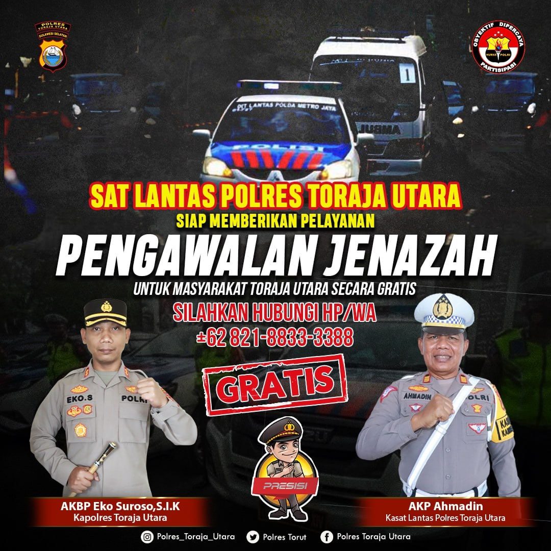 Pengawalan Jenazah Gratis Dari Polres Toraja Utara