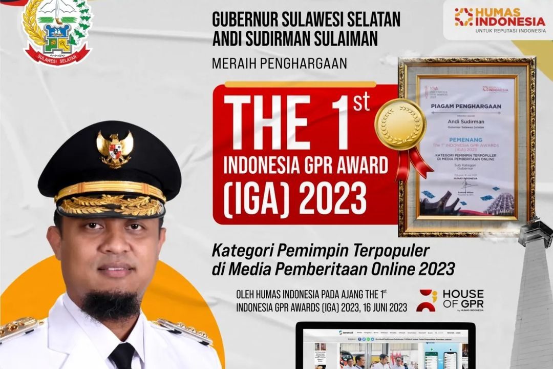 Juri Nilai Kerja Nyata, Andi Sudirman Sulaiman Raih 1st Indonesia GPR Awards 2023
