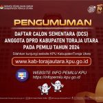 KPU Umumkan DCS Anggota DPRD Toraja Utara, Buka Tanggapan Masyarakat