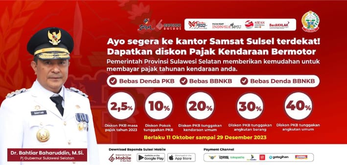 Pemprov Sulsel Kembali Beri Insentif Pajak Kendaraan Bermotor, Berlaku Hingga Akhir Tahun