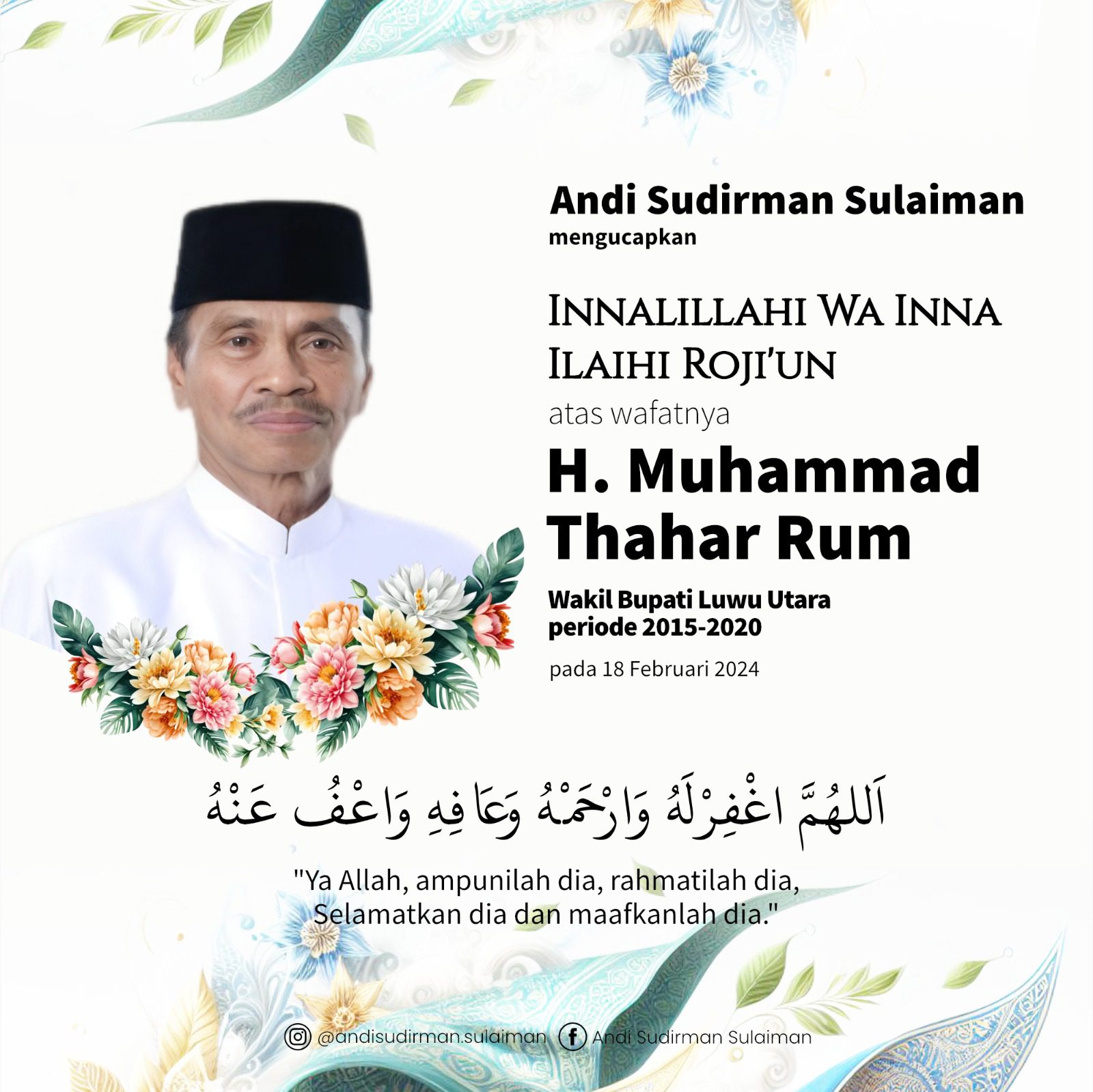 Andi Sudirman Sampaikan Belasungkawa Meninggalnya Mantan Wabup Lutra
