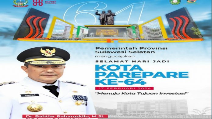 Pj Gubernur Sulsel Bahtiar Baharuddin Ucapkan Selamat HUT Kota Parepare ke-64