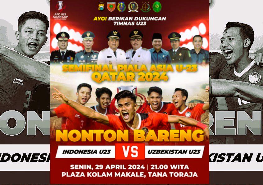 Dukung Timnas, Polres-Pemda Tana Toraja Gelar Nobar di Plaza Kolam Makale