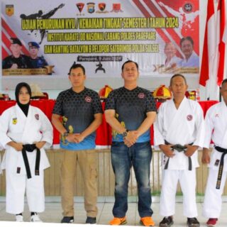 Diikuti Ratusan Karateka, Danyon B Pelopor Satbrimob Polda Sulsel Buka Ujian Kenaikan Sabuk