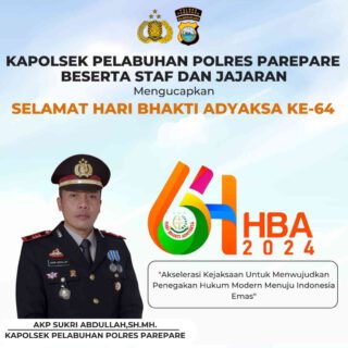 Kapolsek Pelabuhan  Nusantara Parepare Ucapkan Selamat Hari Bhakti Adyaksa