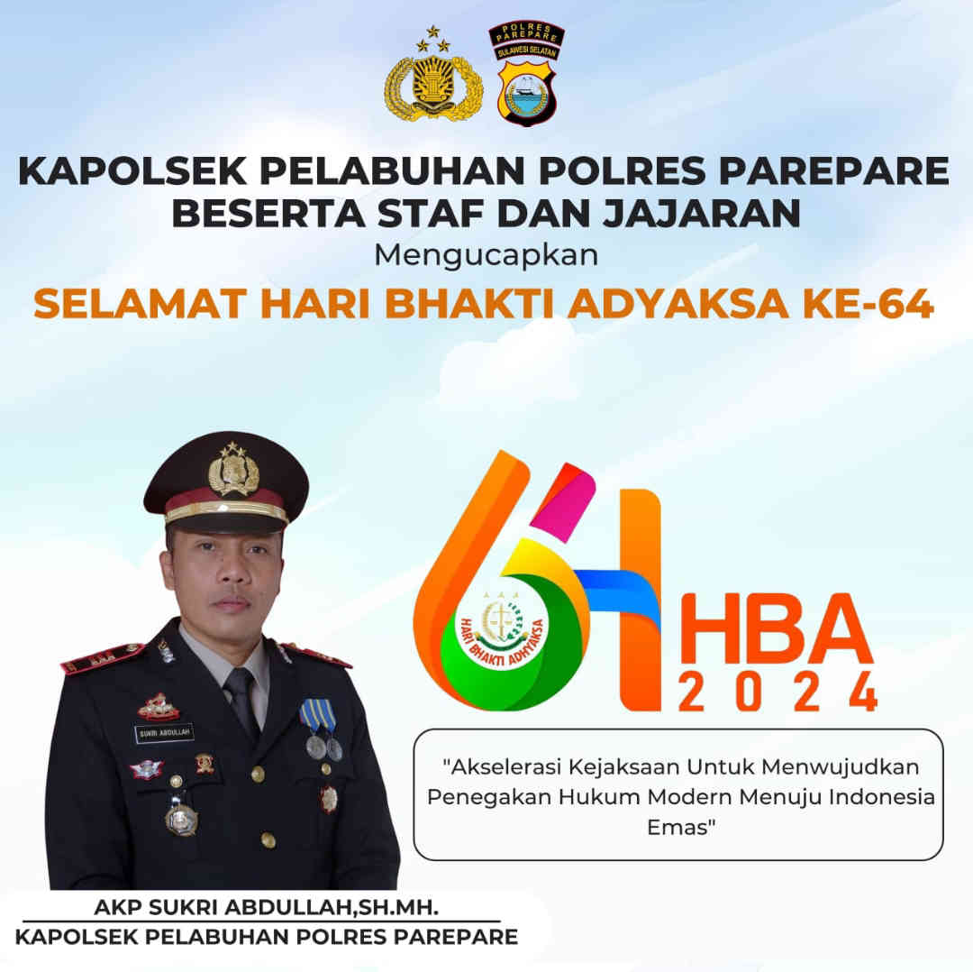 Kapolsek Pelabuhan  Nusantara Parepare Ucapkan Selamat Hari Bhakti Adyaksa