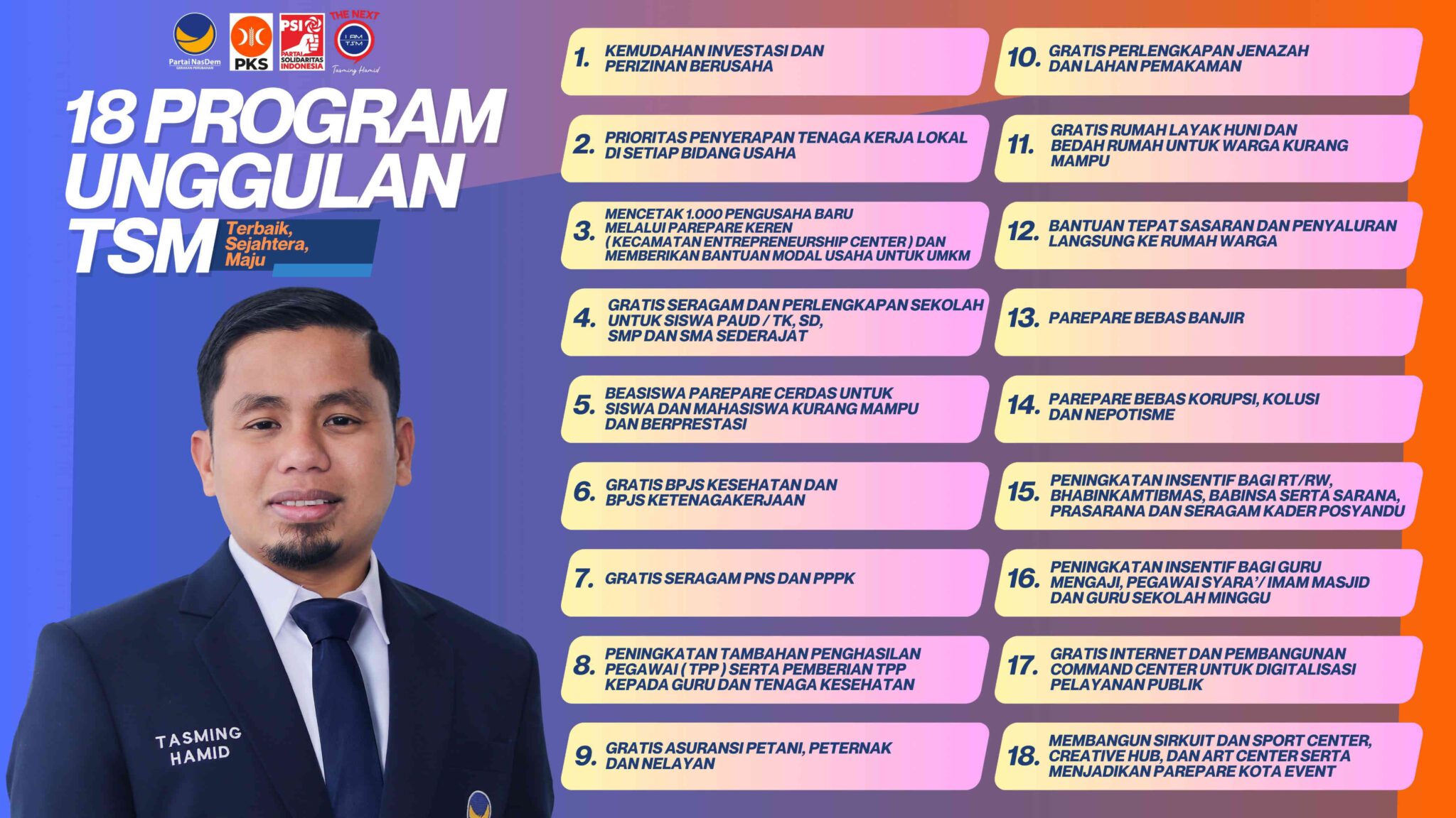 18 Program Unggulan Calon Wali Kota Parepare Tasming Hamid
