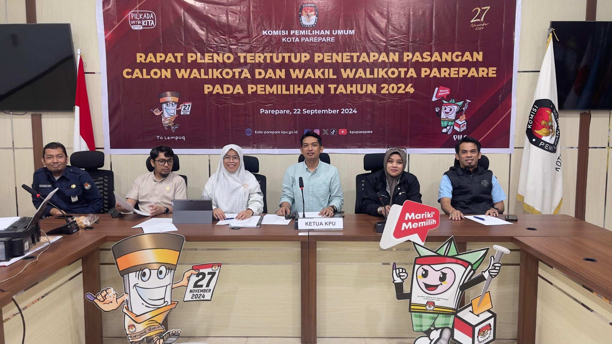 KPU Parepare Tetapkan 4 Paslon di Pilkada 2024