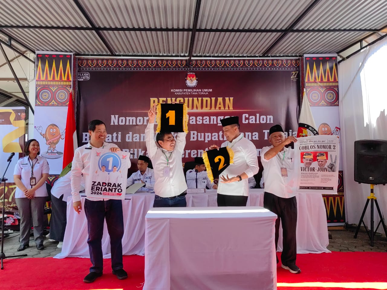 Pilkada Tana Toraja : No. Urut 1 ZATRIA, No. Urut 2 VISI