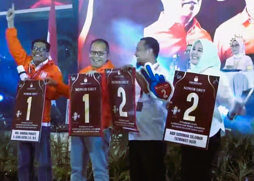 Pilgub Sulsel 2024: DIA Dapat Nomor 1, Andalan Hati Nomor 2