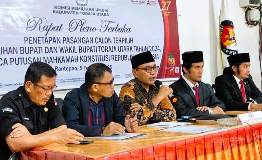 KPU Tetapkan Frederik-Andrew sebagai Pemenang Pilkada Toraja Utara 2024