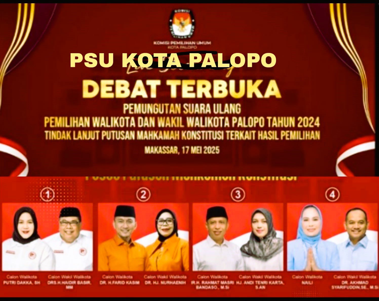 Hari Ini KPU Gelar Debat PSU Pilkada Palopo di Makassar
