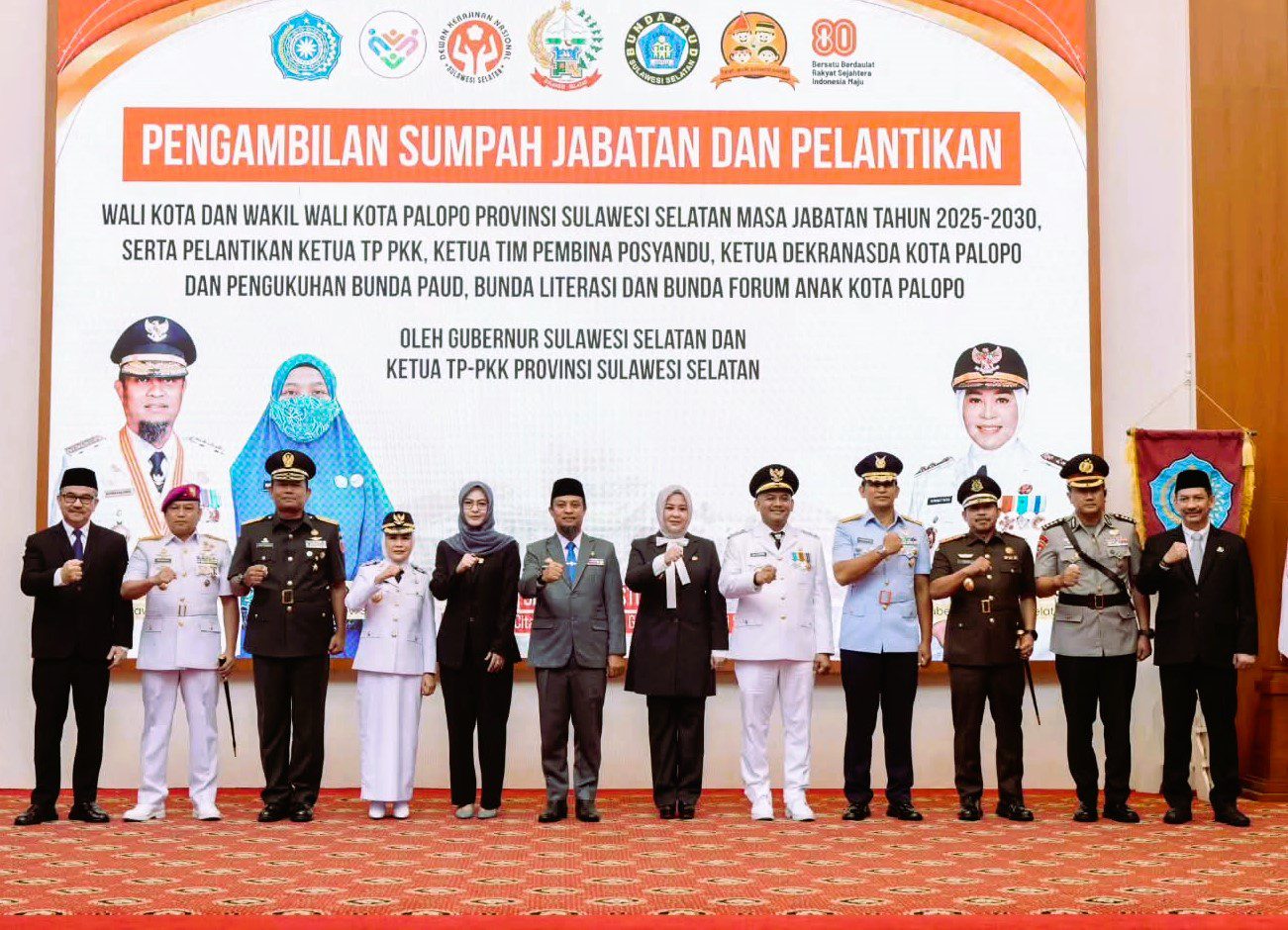 Naili-Ome Resmi Nahkodai Palopo, Gubernur Sulsel Ajak Semua Pihak Bersatu
