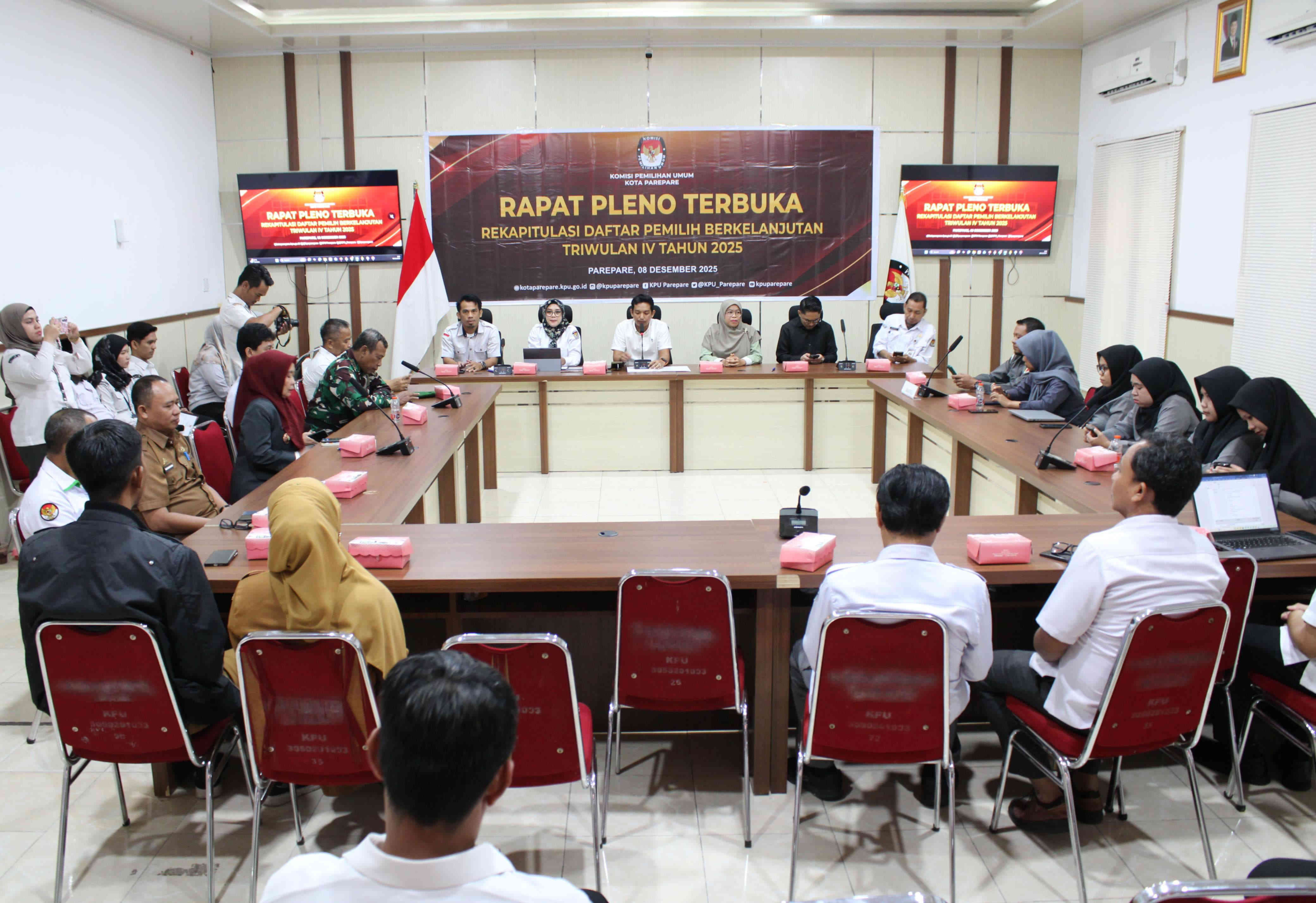 KPU Kota Parepare Gelar Rapat Pleno Rekapitulasi Daftar Pemilih Berkelanjutan Triwulan IV Tahun 2025