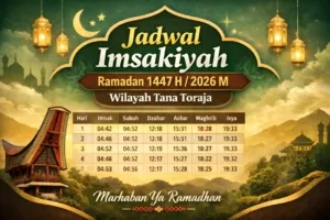 Jadwal Imsakiyah Ramadan 1447 H/2026 M untuk Wilayah Tana Toraja