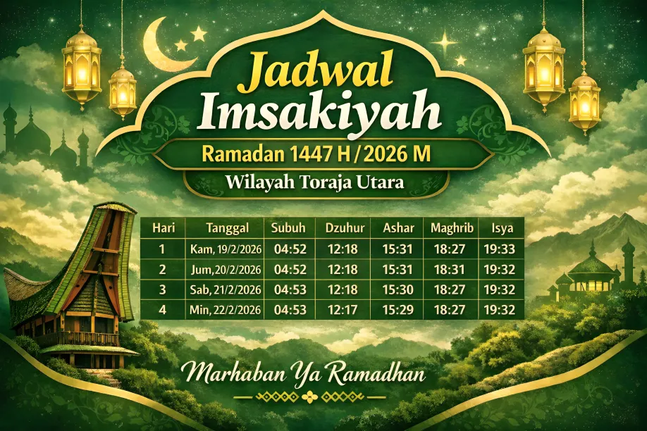 Jadwal Imsakiyah Ramadan 1447 Hijriah Untuk Wilayah Toraja Utara 1 Jadwal Imsakiyah Ramadan 1447 Hijriah Untuk Wilayah Toraja Utara