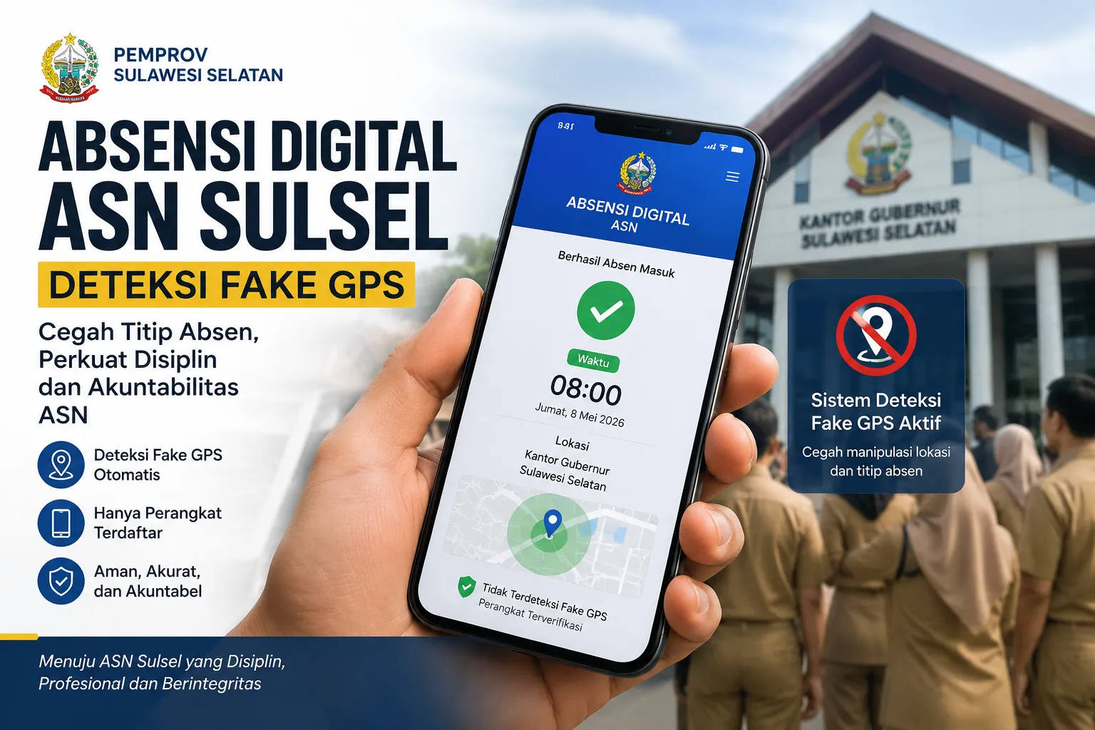 Pemprov Sulsel Terapkan Absensi Digital dengan Deteksi Fake GPS, Cegah ASN Titip Absen 1 Pemprov Sulsel Terapkan Absensi Digital dengan Deteksi Fake GPS, Cegah ASN Titip Absen
